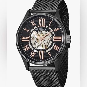 STUHRLING Atrim Elite 747M Automatic Black Srainless Steel Watch